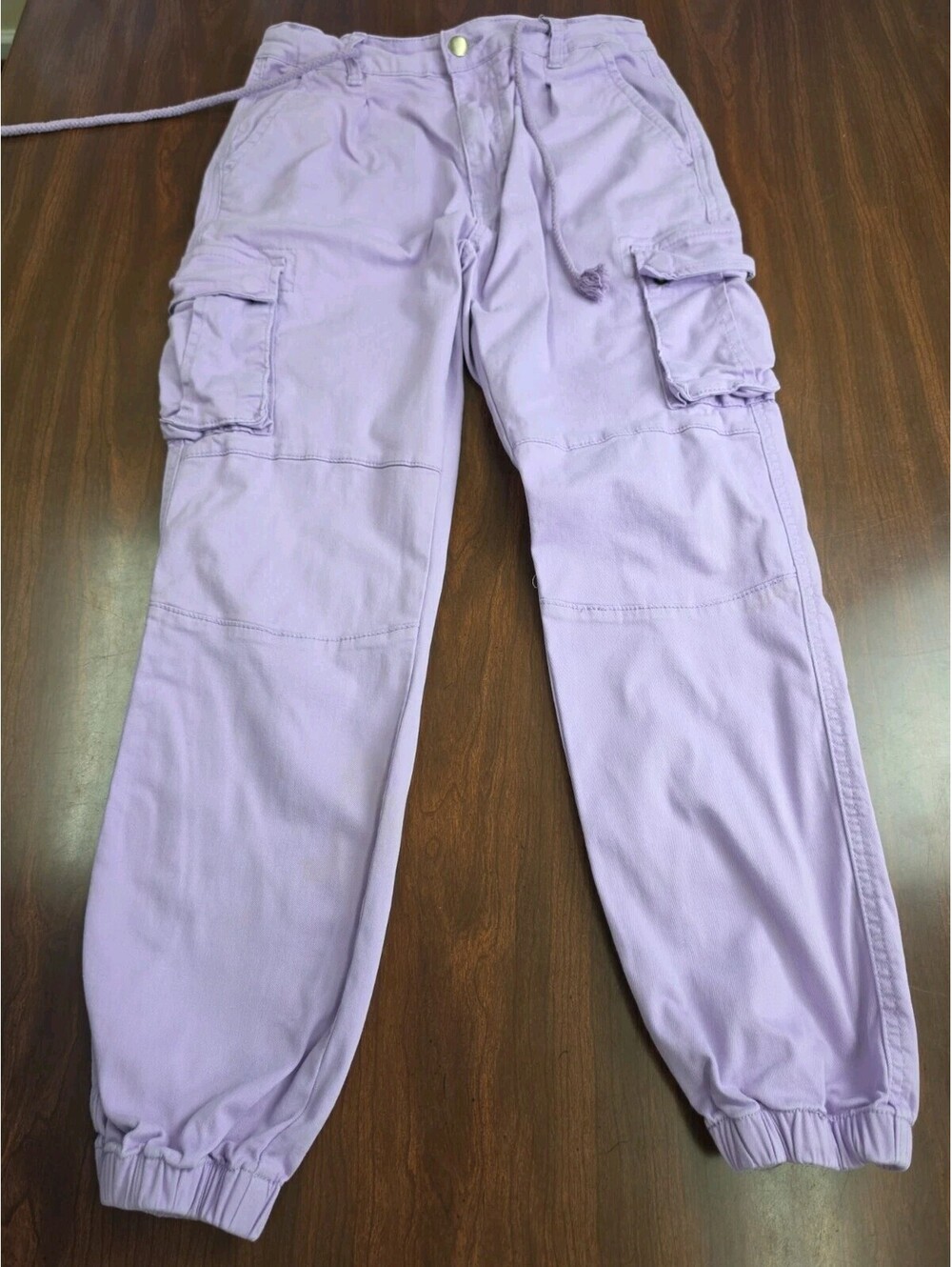 American Bazi Cargo Joggers Womens Medium Purple Cotton Utility Pants Cinch Cuff
